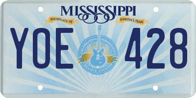 MS license plate YOE428