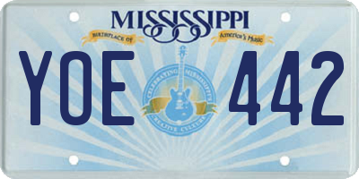MS license plate YOE442