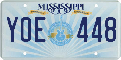 MS license plate YOE448