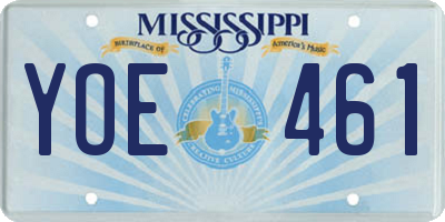 MS license plate YOE461