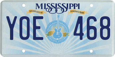 MS license plate YOE468