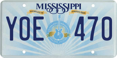 MS license plate YOE470