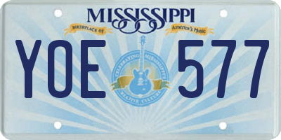 MS license plate YOE577