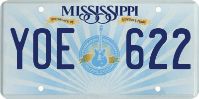 MS license plate YOE622