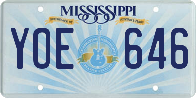 MS license plate YOE646