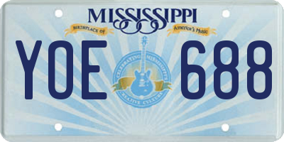 MS license plate YOE688