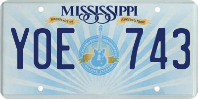 MS license plate YOE743