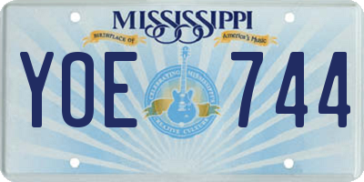MS license plate YOE744