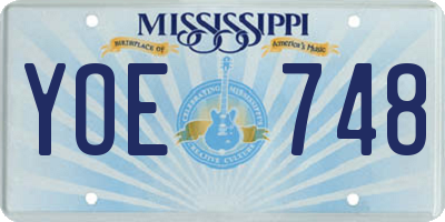 MS license plate YOE748