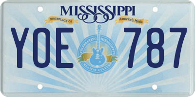 MS license plate YOE787