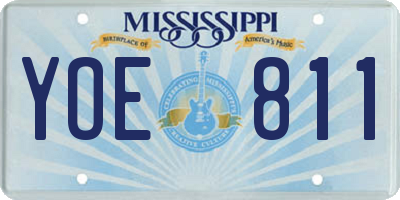 MS license plate YOE811