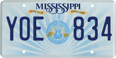 MS license plate YOE834