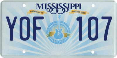 MS license plate YOF107
