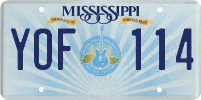 MS license plate YOF114