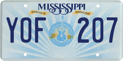 MS license plate YOF207