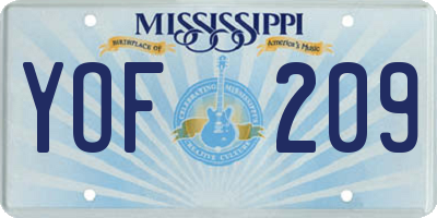 MS license plate YOF209
