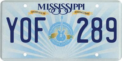 MS license plate YOF289