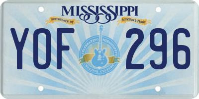 MS license plate YOF296