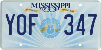 MS license plate YOF347