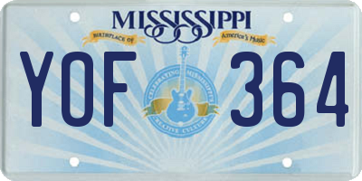 MS license plate YOF364