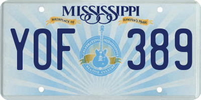 MS license plate YOF389