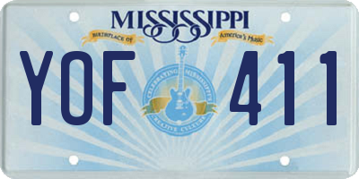 MS license plate YOF411