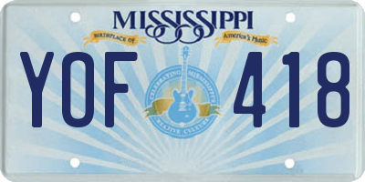 MS license plate YOF418