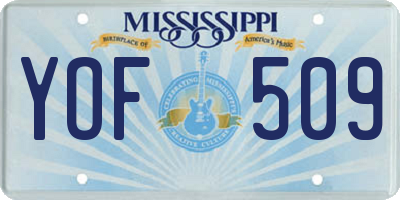 MS license plate YOF509