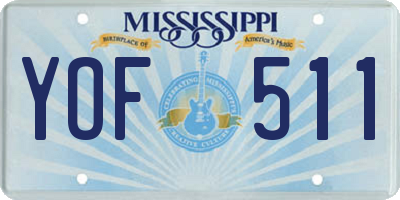 MS license plate YOF511