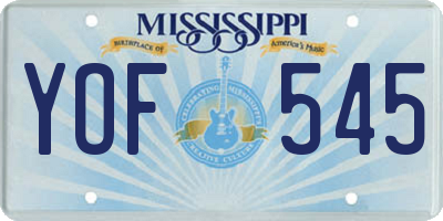 MS license plate YOF545