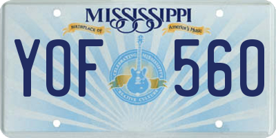 MS license plate YOF560