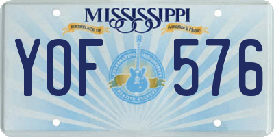 MS license plate YOF576