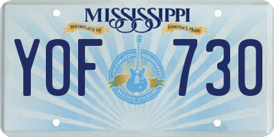 MS license plate YOF730