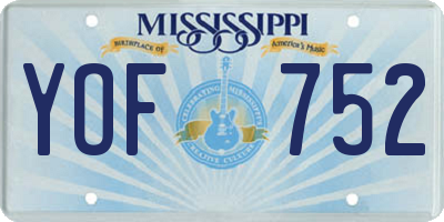 MS license plate YOF752