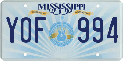 MS license plate YOF994