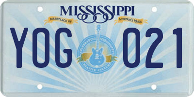 MS license plate YOG021