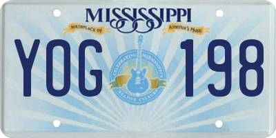 MS license plate YOG198