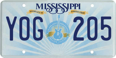 MS license plate YOG205