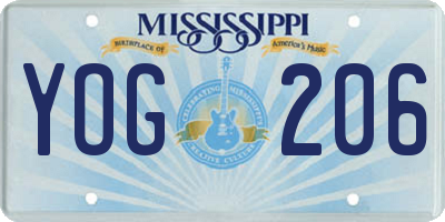 MS license plate YOG206
