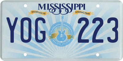 MS license plate YOG223