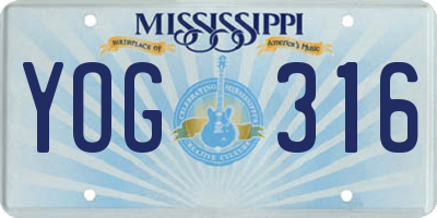 MS license plate YOG316