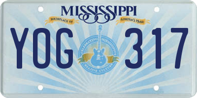 MS license plate YOG317