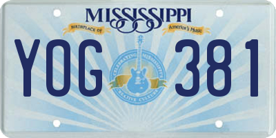 MS license plate YOG381