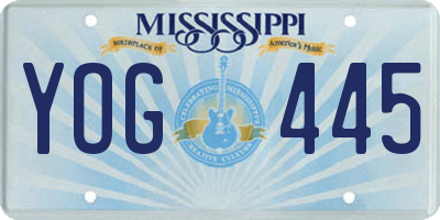 MS license plate YOG445