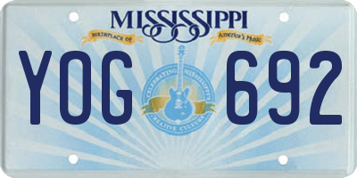 MS license plate YOG692