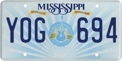 MS license plate YOG694