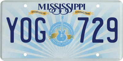 MS license plate YOG729