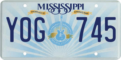 MS license plate YOG745