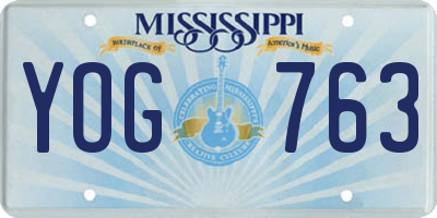 MS license plate YOG763