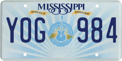 MS license plate YOG984